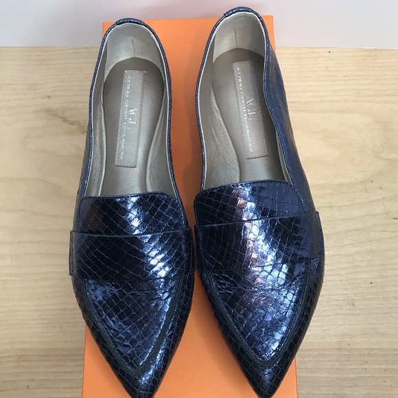 Attilio Giusti Leombruni Point Toe Moccasin Navy - Picture 2 of 5